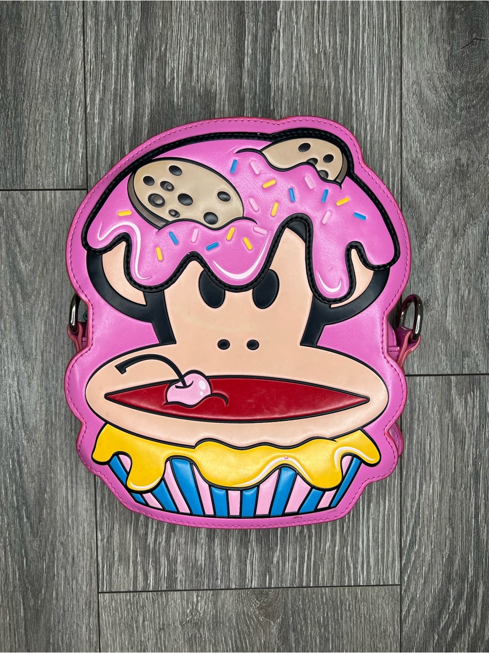 Paul Frank Julius Ice Cream Cone Crossbody Bag Pink Y2K Rare Missing Strap